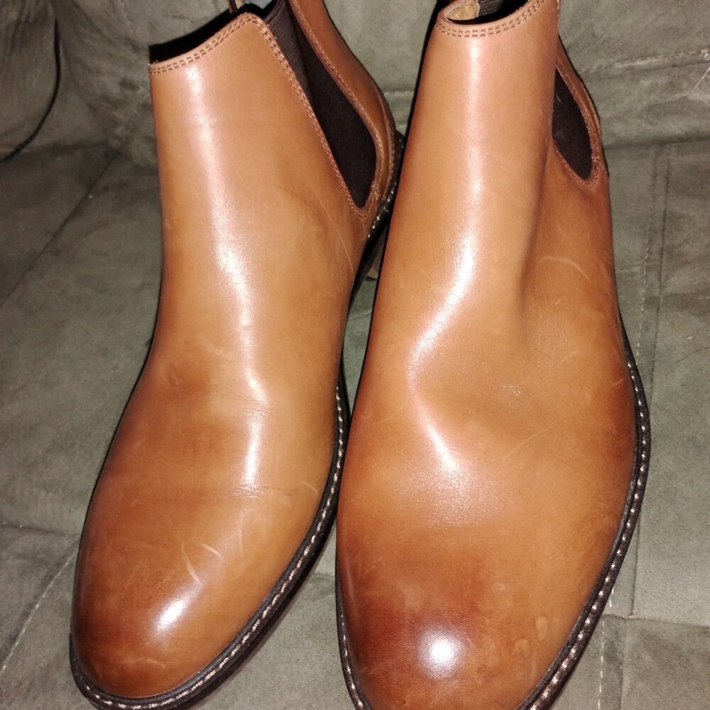 Vionic Men Leather Brown Chelsea Bowery Kingsley  Round Toe New Boots Size:12...
